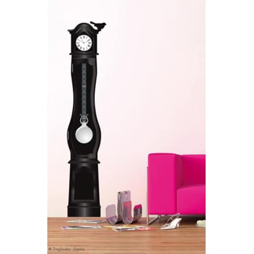 Partez pour une déco baroque et nos stickers Horloge O'Clock ! mis en ambiance, 1ère proposition Sticker adhésif mural Horloge rétro noire