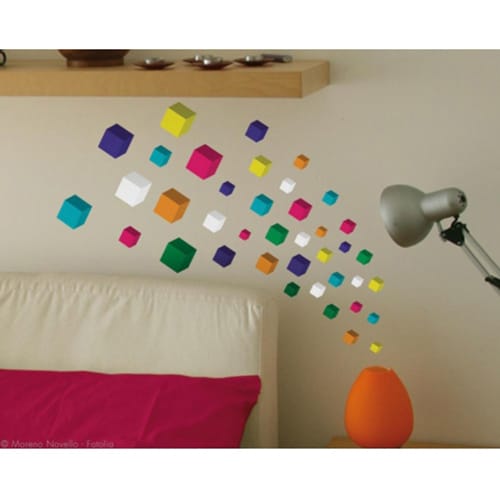 stickers 3D Adhésifs muraux cube 3D
