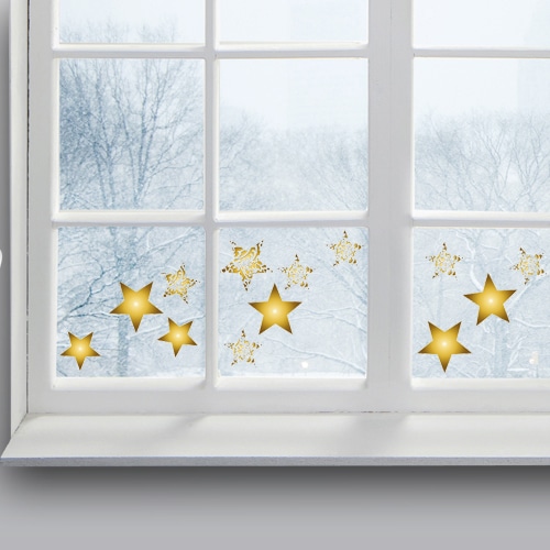 sticker Etoiles Or sur une vitre