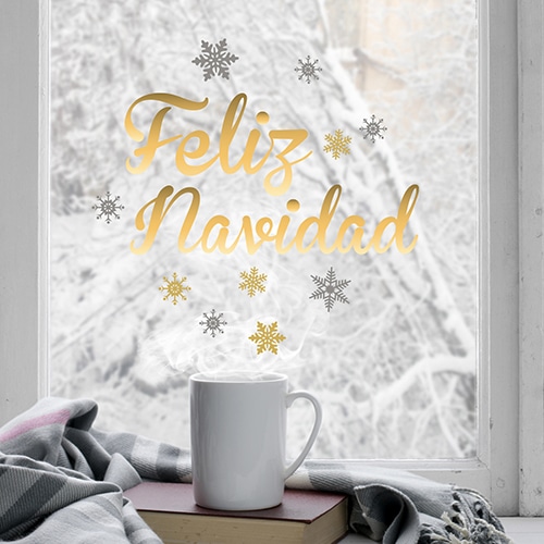 sticker autocollant Feliz Navidad sur une vitre