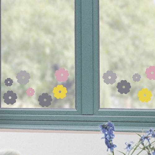 stickers électrostatiques Fleurs colorées à coller sur vitres et fenêtres