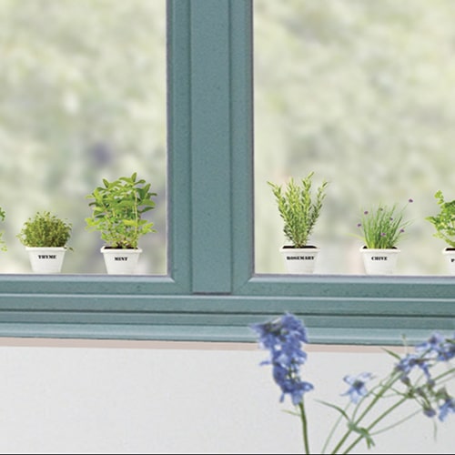 stickers électrostatiques pour vitres et fenêtres fausses Plantes Aromatiques