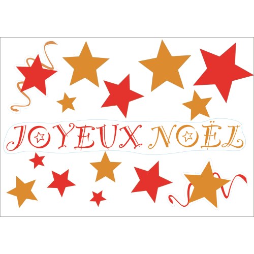 Décorations électrostatiques pour vitres Joyeux Noël Rouge et or pour déco de Noël de fenêtres