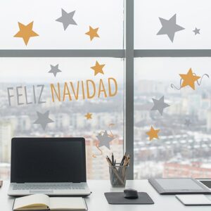 Fenêtre de bureau personnalisée avec des décos de noel électrostatiques pour vitres et fenêtres feliz navidad pour fenêtre joyeux Noël en espagnol