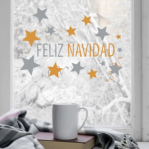 Déco de No¨éle électrostatiquepour fenêtres feliz navidad pour noël en espagnol