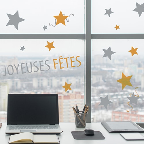 sticker Joyeux Noël Moderne sur une vitre