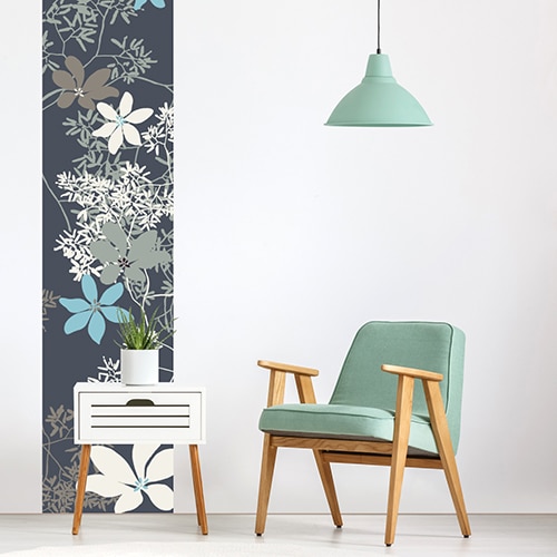 Sticker Fleurs de Chine pour salon sur mur blanc