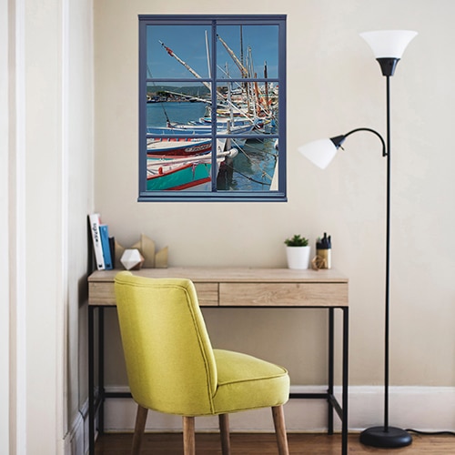 Transformer son salon moderne avec cette magnique photo d'un bord de mer paradisiaque dans un salon avec canapé blanc