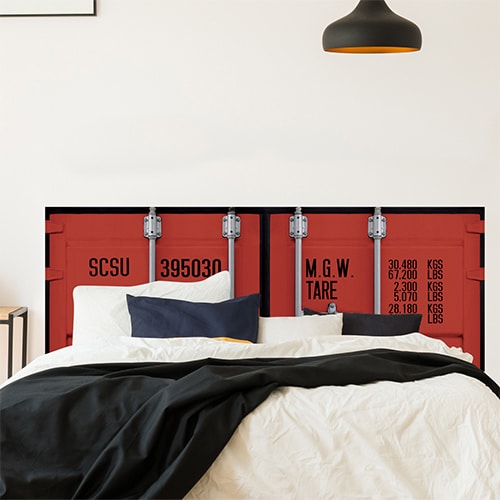 Sticker pour tête de lit Briques Rouges mis en ambiance dans une chambre à coucher