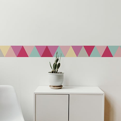 Sticker triangles rose turquoise gris et jaune pour chambre d'enfant