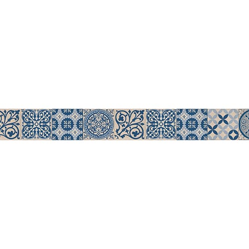 Sticker Frise imitation carrelage bleu et blanc pour maison