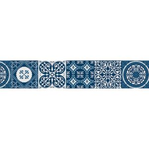 Autocollant frise imitation carrelage design bleu