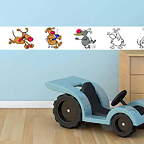 Notre sticker Funny Dogs à colorier Sticker adhésif à colorier Funny Dogs mis en ambiance dans une salle de jeu pour enfants