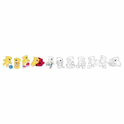 Coloriez notre sticker Oursons pour enfants! mis en ambiance, 2ème proposition Sticker autocollant Oursons pour enfants!