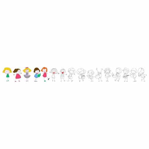 sticker Poupées pour enfant sticker Poupées pour enfant noir et blanc