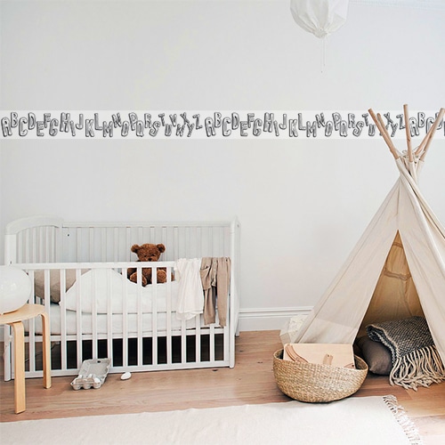 Frise pour enfants Alphabet Stickers autocollants Frise à colorier Alphabet pour enfant mis en ambiance dans une chambre d'enfant
