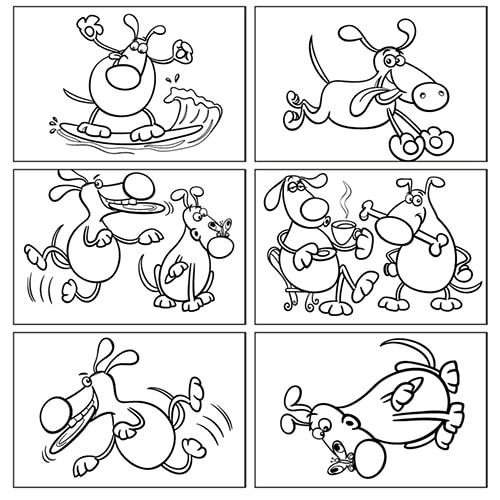 Stickers à colorier Chiens rigolos Stickers adhésifs à colorier Chiens rigolos