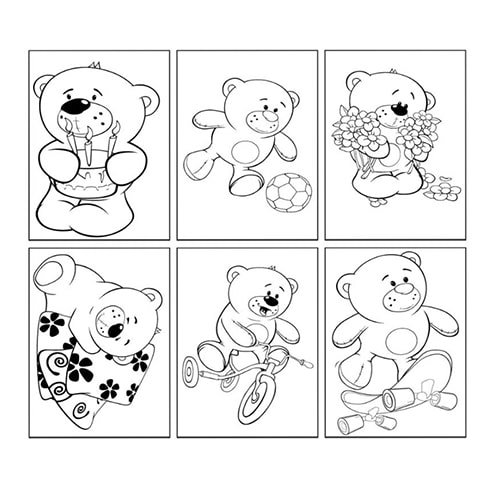 Stickers à colorier Oursons Stickers Oursons en noir et blanc à colorier