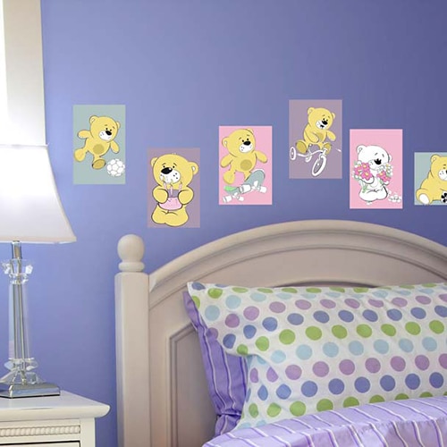 Stickers à colorier Oursons Stickers autocollants Oursons à colorier mis en ambiance dans une chambre à coucher