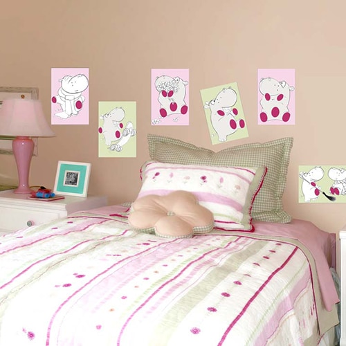 Stickers à colorier Hippopotame Stickers adhésifs hippopotames dans une chambre à coucher
