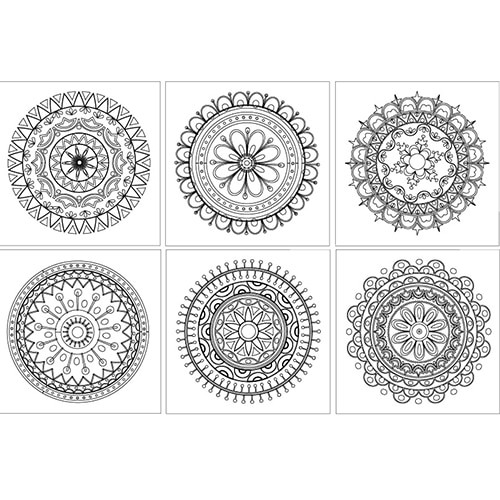 Stickers à colorier Mandala Stickers Mandala colorié avec différents motifs