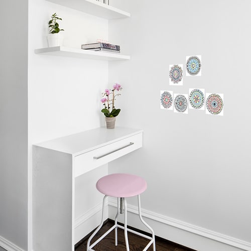 Stickers à colorier Mandala Stickers adhésif Mandala à colorier dans un bureau