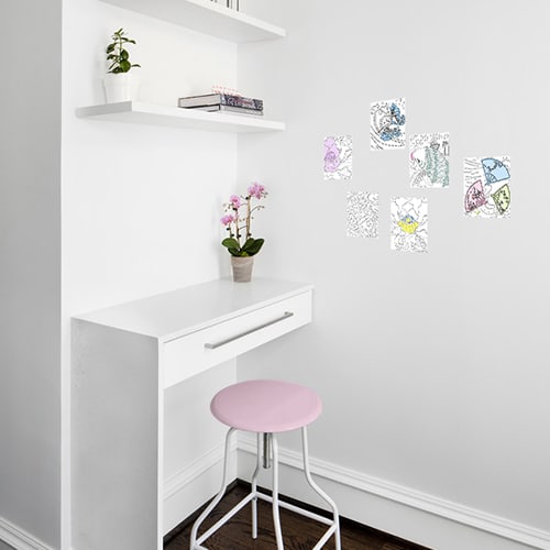 Stickers à colorier Asie Stickers autocollant Asie Zen dans un bureau