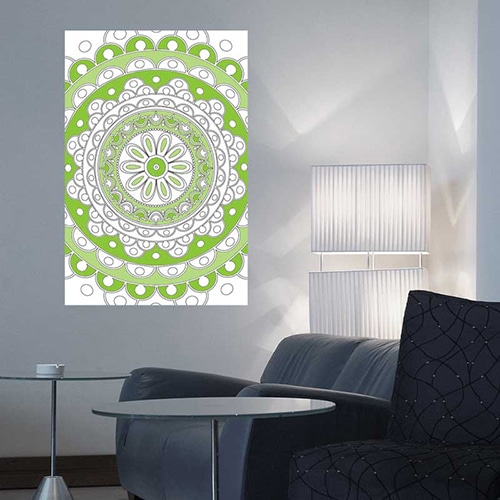 Stickers à colorier Rosace ! mis en ambiance, 4ème proposition Autocollant mural à colorier Rosace mis en ambiance sur un mur clair