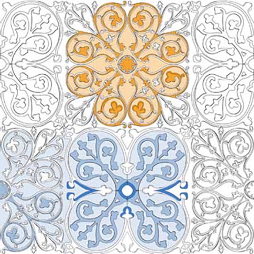 Choisissez nos stickers géants à colorier Arabesques Azulejos décoration mis en ambiance, 4ème proposition stickers muraux géants à colorier avec motifs azulejos