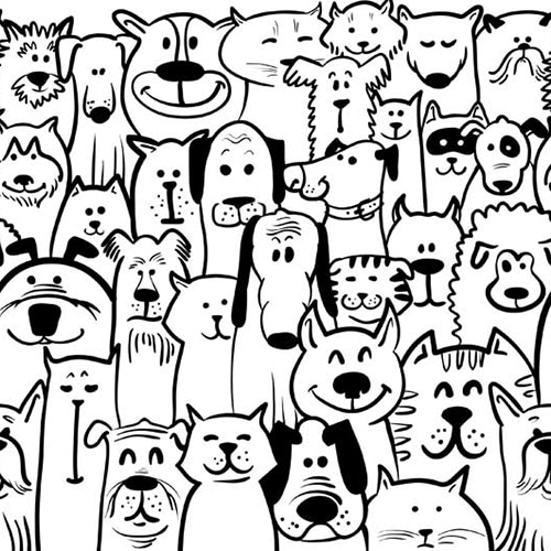 Sticker géant à colorier Chien pour enfant Stickers autocollant géant chien à colorier en noir et blanc