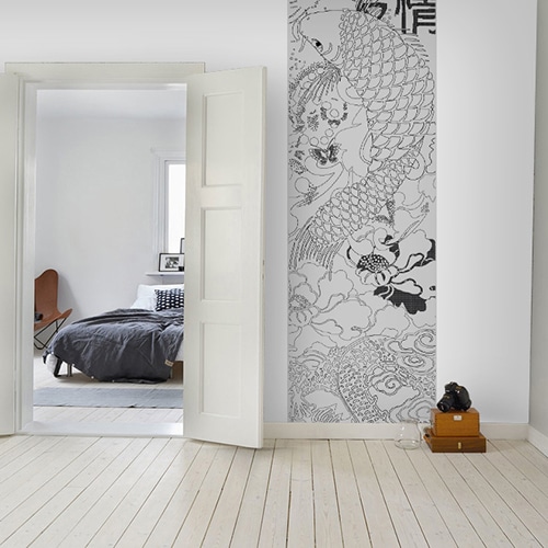 Stickers géants à colorier Zen anti stress pour adulte Adhésif mural géant à colorier pour adultes mis en ambiance sur mur blanc