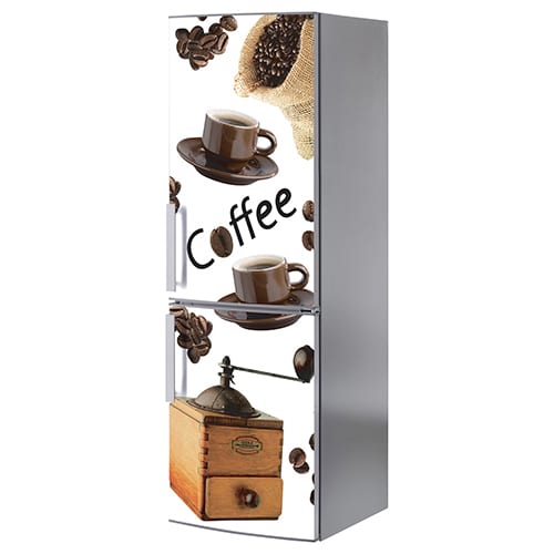 Sticker adhésif pour frigo Coffee grand classique et gris