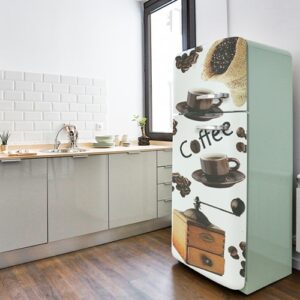 Sticker adhésif pour frigo vintage vert pâle ou blanc "Coffee"