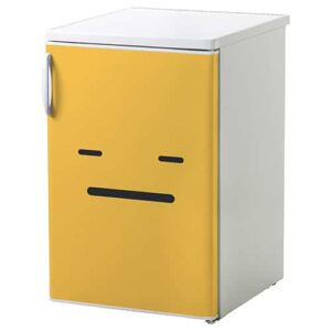 Sticker Smiley Blasé Orange mis sur un réfrigérateur