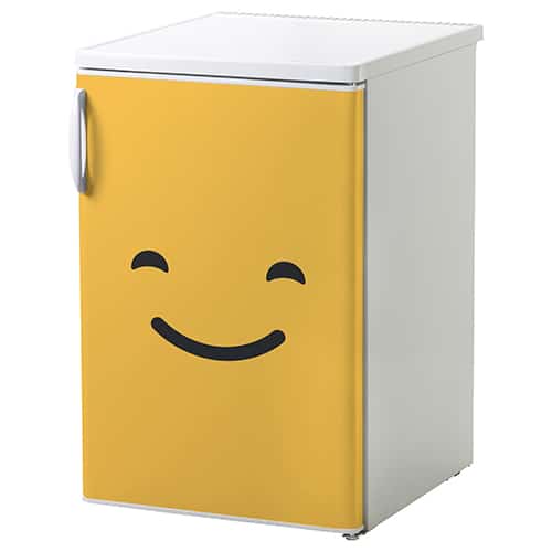 Sticker adhésif smiley malin bleu pour petit frigo