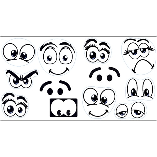 Mini stickers adhésifs yeux de BD noir et blanc