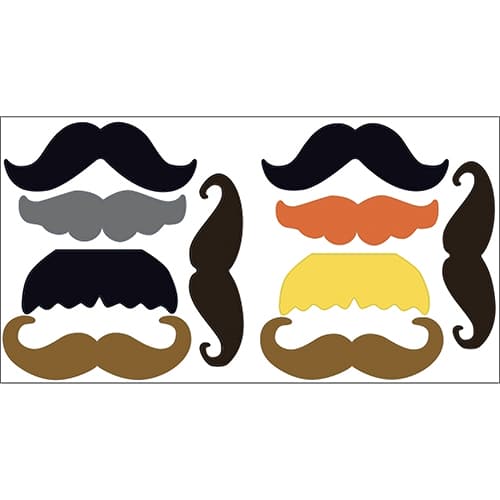 Stickers moustaches de couleurs noir grise et orange différentes prête à coller