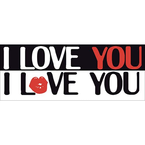 Stickers autocollants I love You rouge noir et blanc