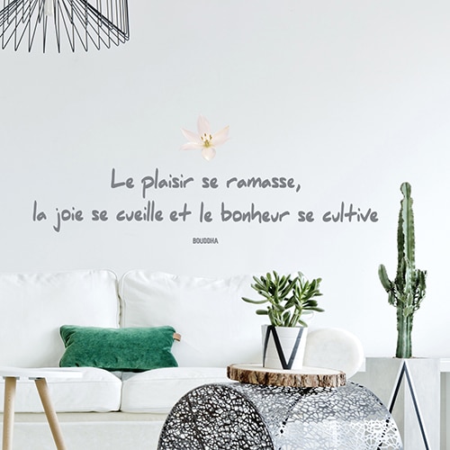 Autocollant pour chambre d'enfant citation sur le bonheur noir