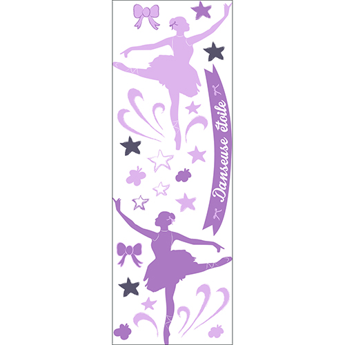 Sticker mural Planche Danseuses Etoiles Roses