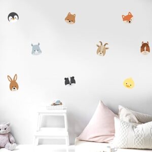 Sticker adhésif Planche Adorables Frimousses d'Animaux dans chambre d'enfant