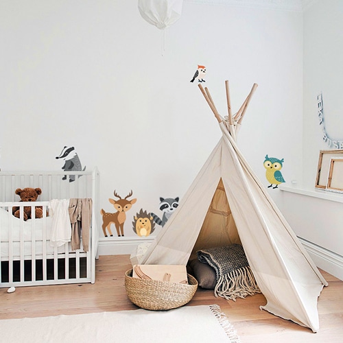 Stickers Animaux des bois dans chambre d'enfant