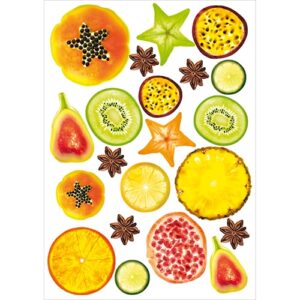 Lot d'autocollant de fruits exotique à coller au mur