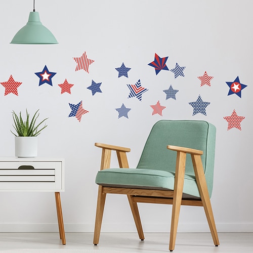 Stickers adhésifs étoiles des USA dans un mur de salon