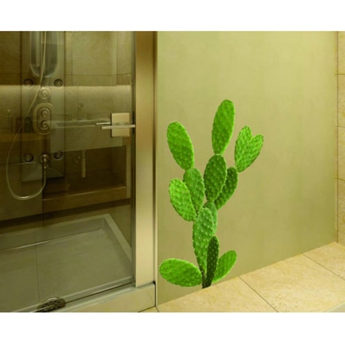 Sticker Géant Cactus Plats Sticker déco d'un Cactus dans une salle de bain