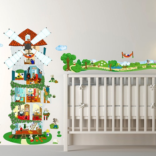 sticker mural autocollant Moulin à Souris pour enfants