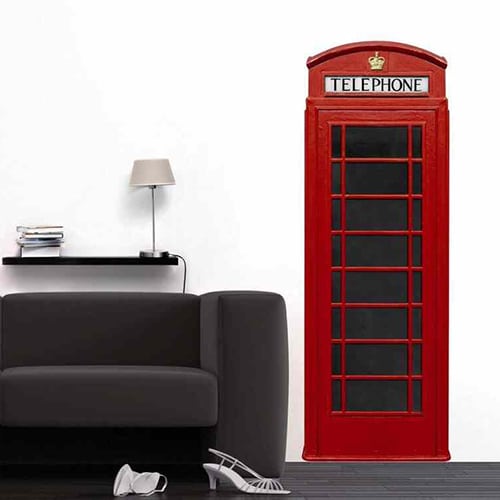 Stickers Cabine téléphonique Anglaise rouge - Phone Box Rouge dans un salon