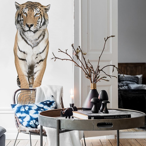 Autocollant décoration effet scandinave noir et blanc pour carrelage blanc de salle à manger