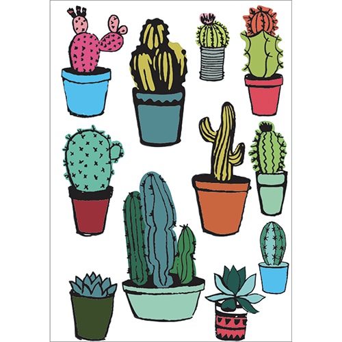 Stickers Mini Cactus prêt à coller