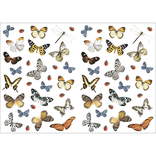 Planche de Stickers Libellules Papillons et Coccinelles à coller au mur